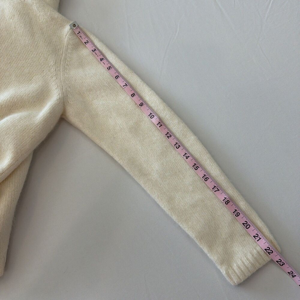 Vtg Angora Lambswool Sweater Womens Sz XL (Fits M) Cream Rafaella 1/2 Zip Funnel - Picture 10 of 13